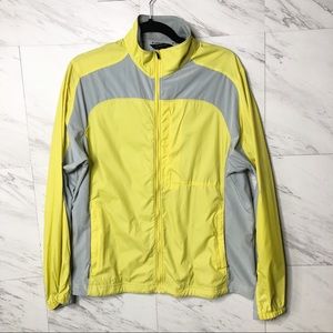 Lands' End 2-Tone Lightweight Windbreaker Jacket Yellow/Gray Size Large (14-16)